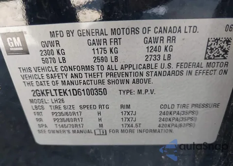 2013 GMC Terrain Sle-2 from USA, damaged, VIN 2GKFLTEK1D6100350